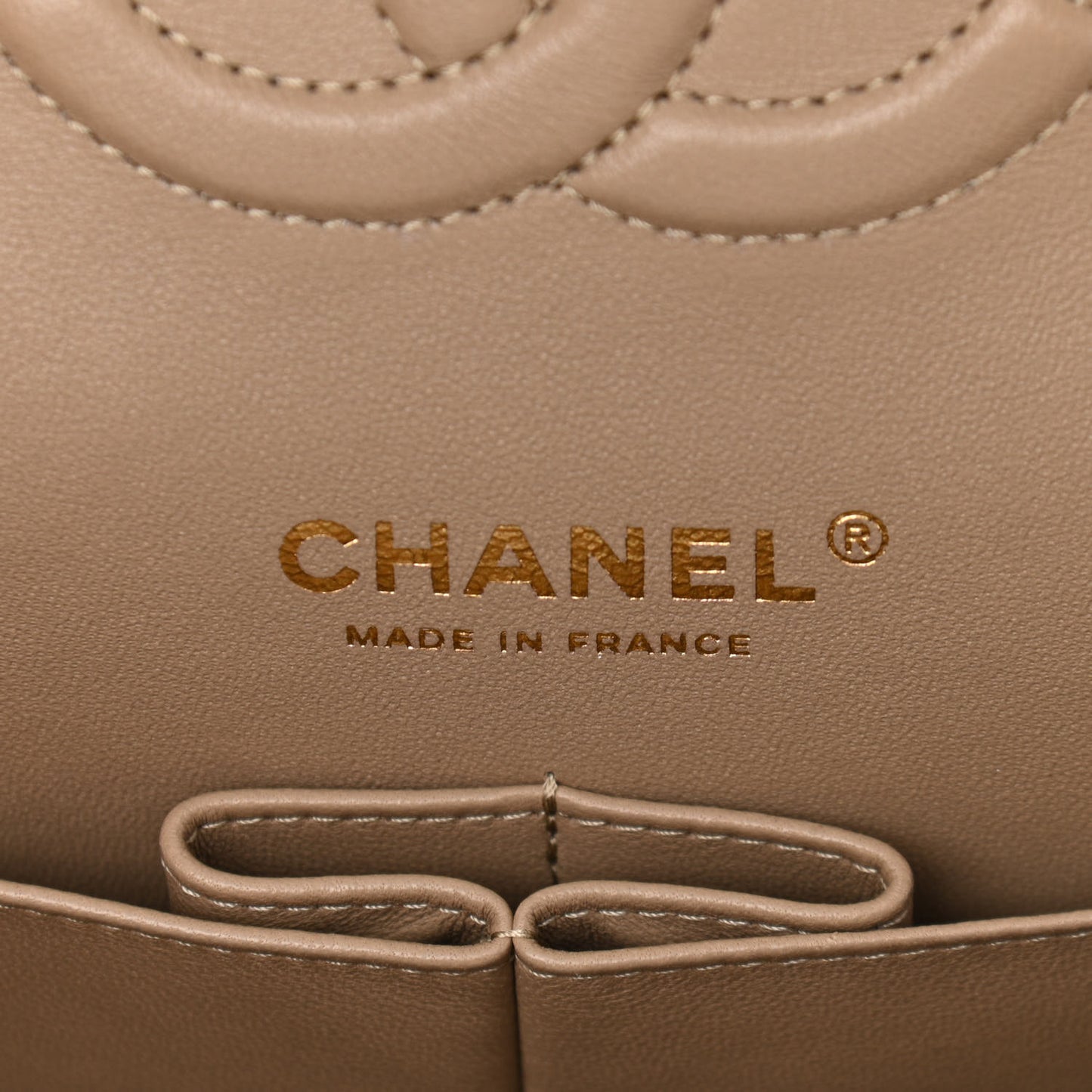 Caviar Quilted Medium Double Flap Beige