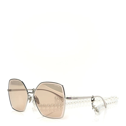 Chanel Butterfly Removable Pearl Chain Sunglasses 4262 Silver 1 of 7