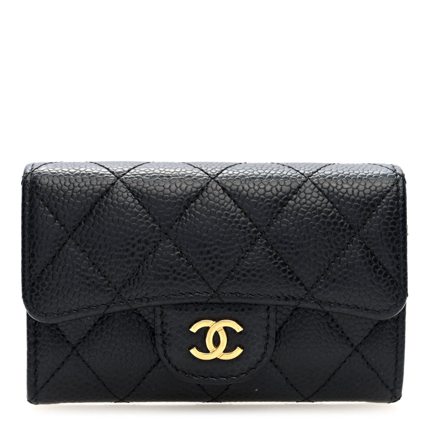 Chanel Caviar Quilted Flap Card Holder Wallet Black 1 of 7