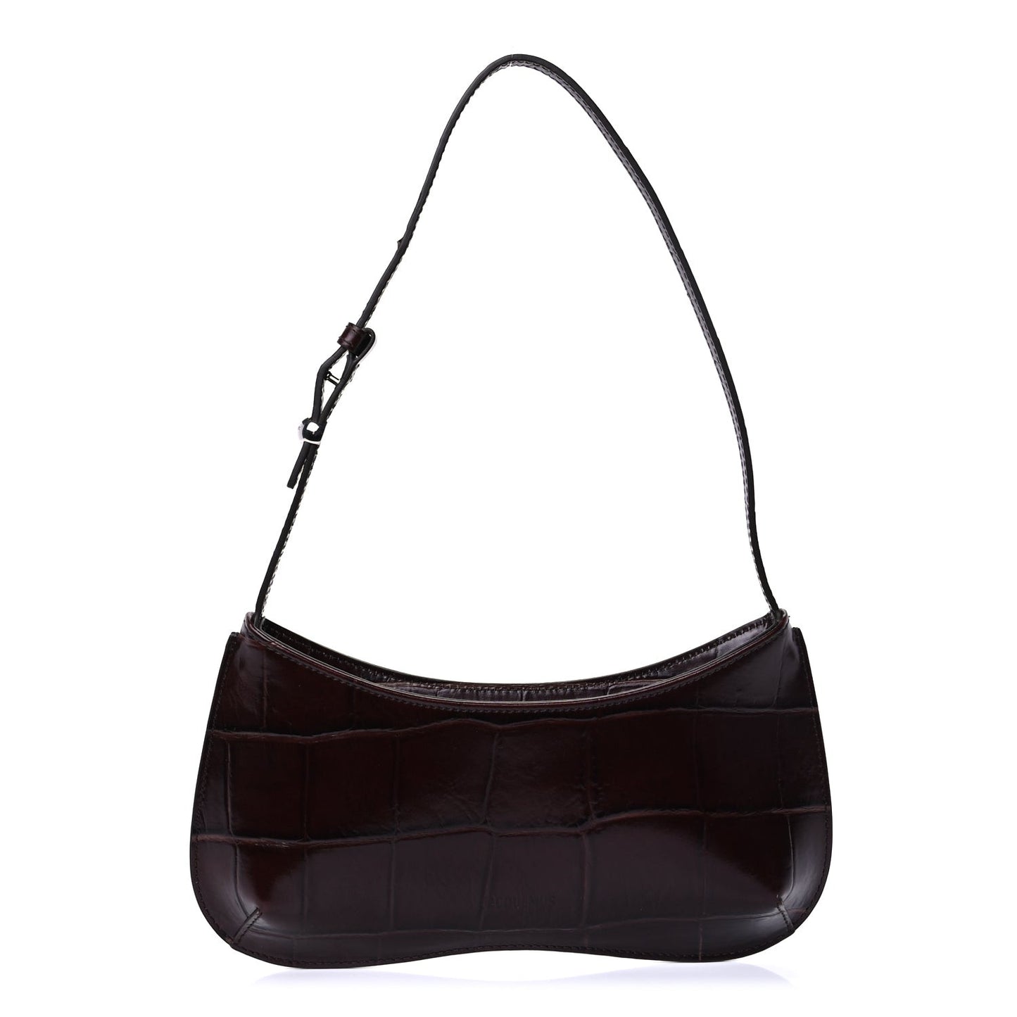 Calfskin Crocodile Embossed Le Bisou Midnight Brown