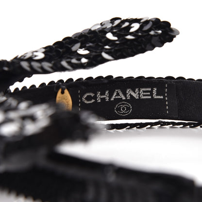 Chanel Sequin Bow Headband Black 4 of 9