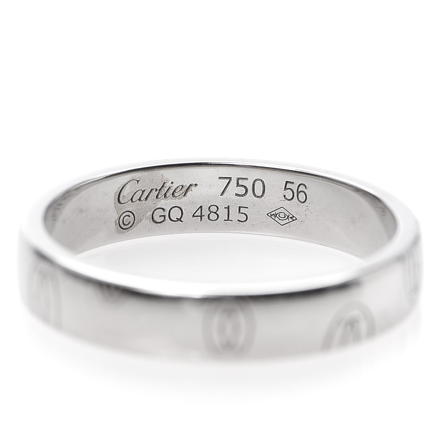 18K White Gold 4mm Happy Birthday Band Ring 56 7.5