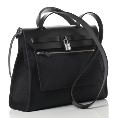 Hermes Military Toile Vache Hunter Herbag Zip PM 31 Black 4 of 12