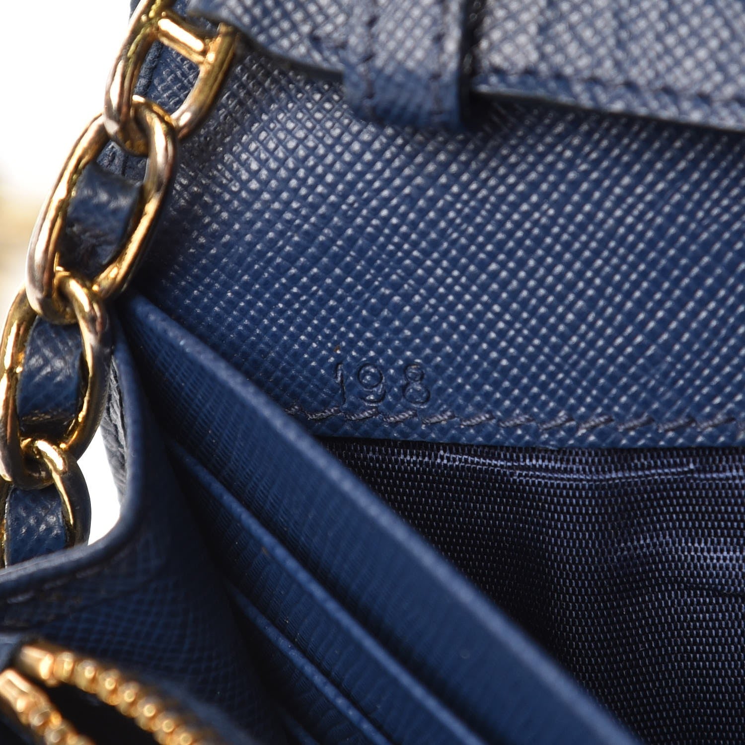 Prada Saffiano Metal Oro Chain Wallet Bleuette 7 of 12