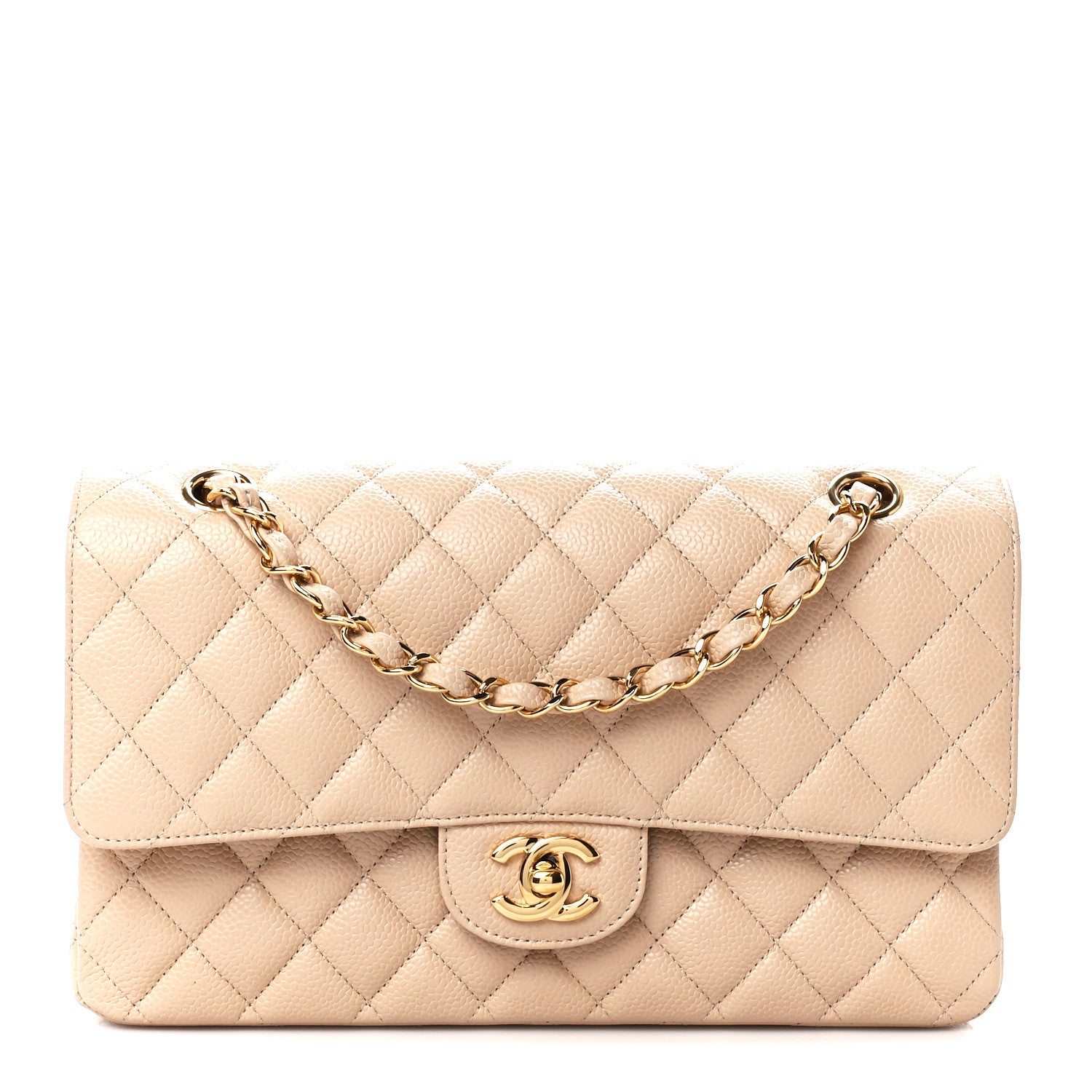 Chanel Caviar Quilted Medium Double Flap Beige 1 of 12