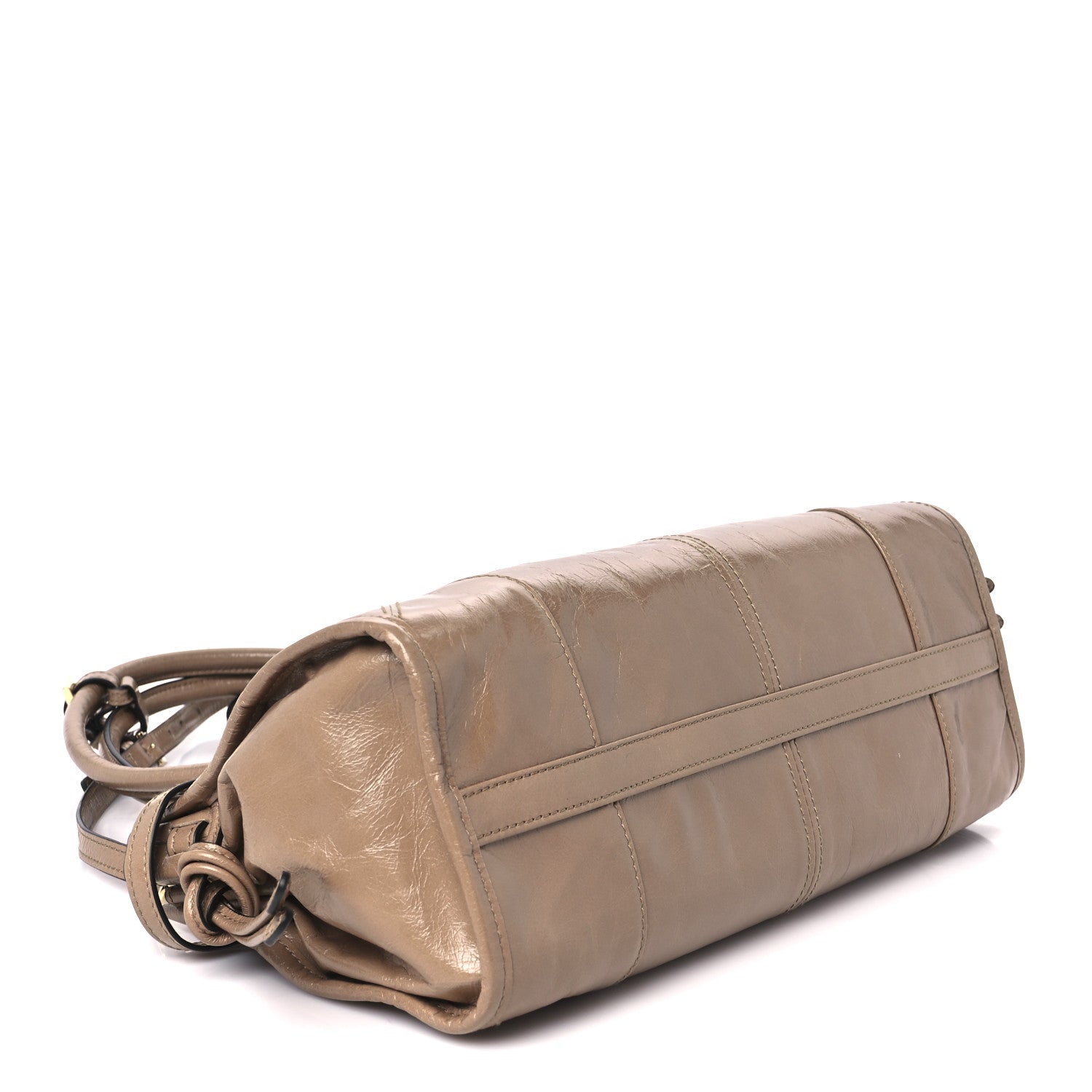 Prada Glossy Calfskin Triangle Medium Bonnie Shoulder Bag Cameo 4 of 10