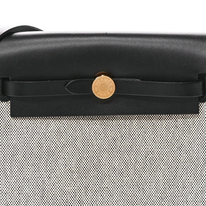 Hermes Military Toile Vache Hunter Herbag Zip Retourne 20 Ecru Black 7 of 7