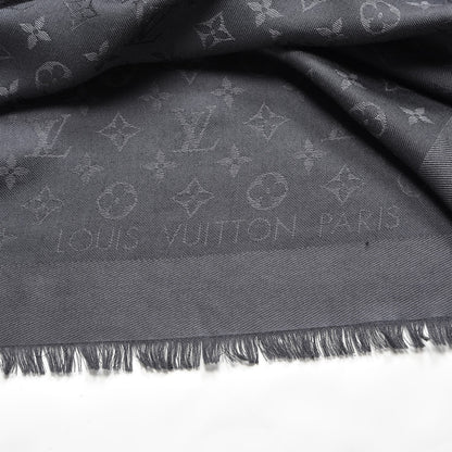 Louis Vuitton Wool Silk Monogram Shawl Anthracite 3 of 5