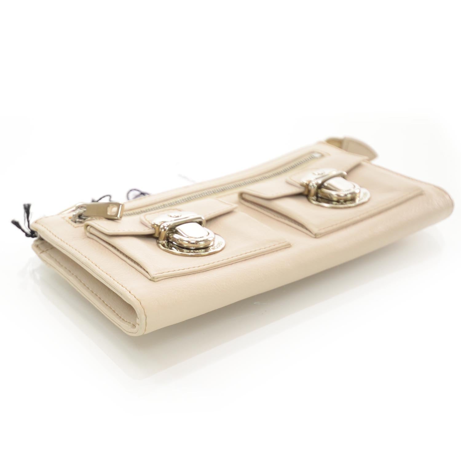 Marc Jacobs Leather Zip Clutch Wallet Ivory 5 of 7