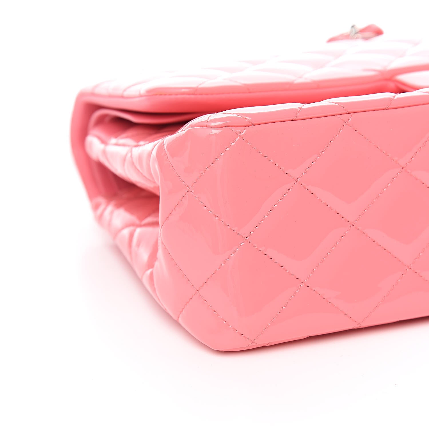 Chanel Patent Quilted Jumbo Double Flap Pink 7 of 9