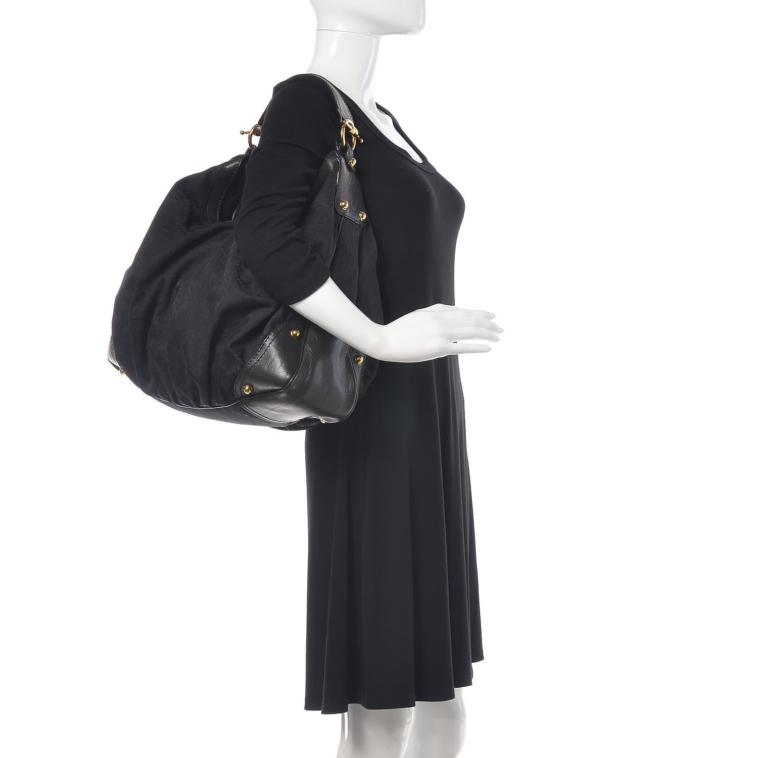 Gucci Monogram Large Jockey Hobo Black 3 of 25