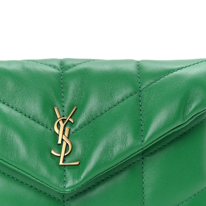 Saint Laurent Lambskin Monogram Loulou Puffer Pouch Clutch New Vert 6 of 7