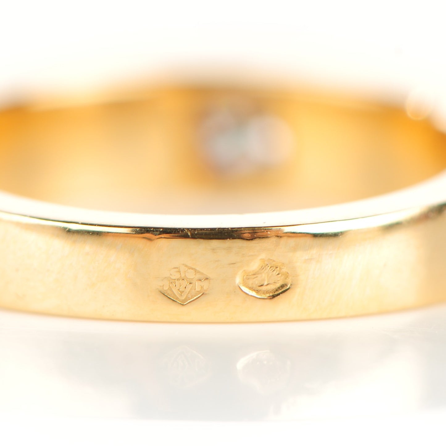 18K Yellow Gold Diamond 4mm Tank Solitaire Ring 50 5.25