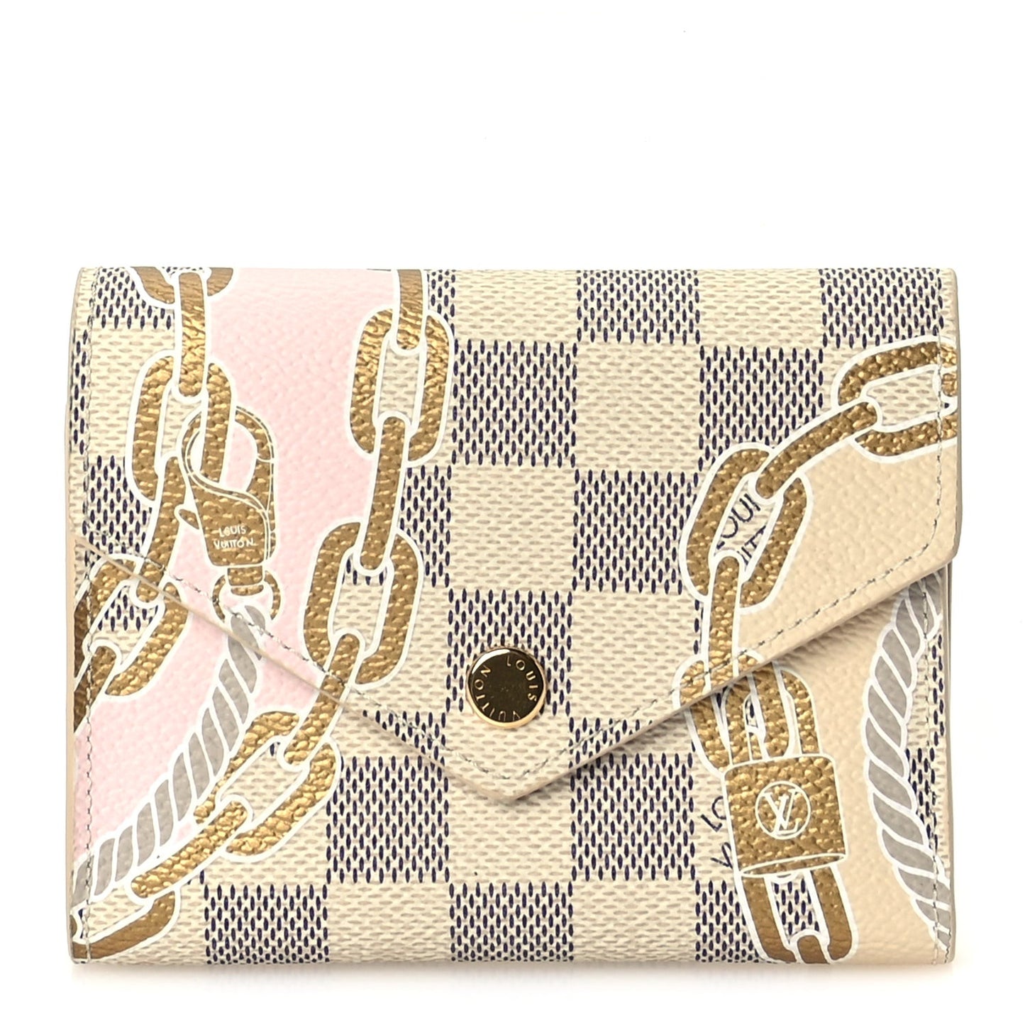 Damier Azur Nautical Victorine Wallet Gold Damier Azur