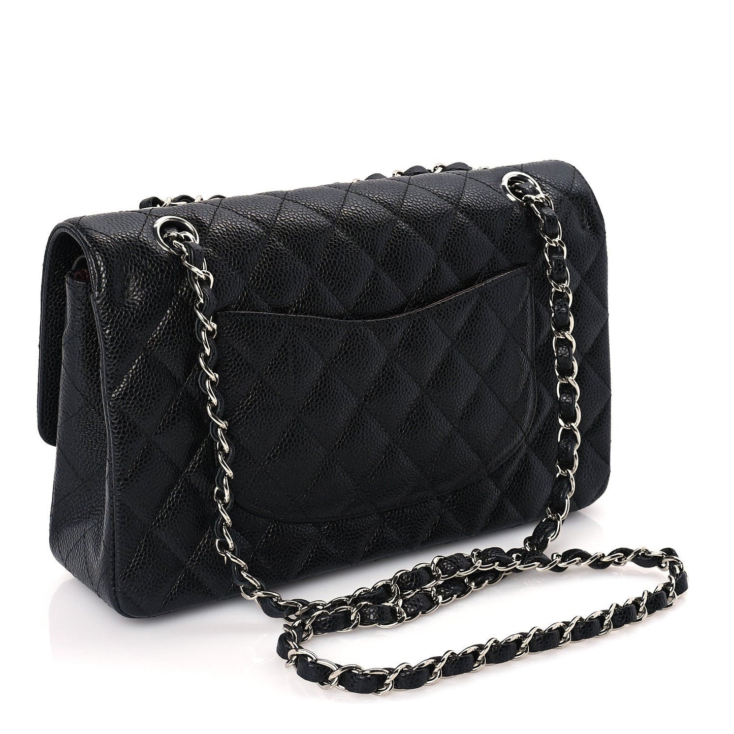 Caviar Quilted Medium Double Flap Black