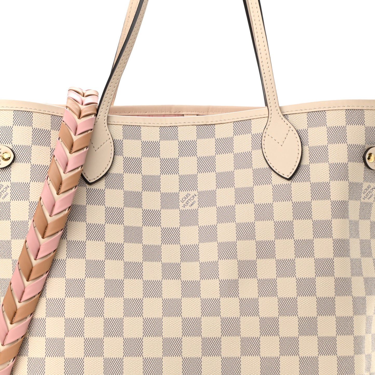 Damier Azur Braided Neverfull MM Pink