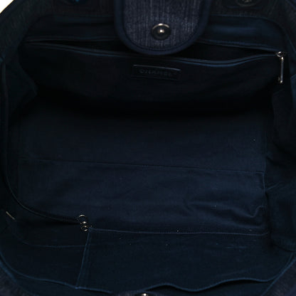 Chanel Denim Medium Deauville Tote Blue Orange 5 of 17