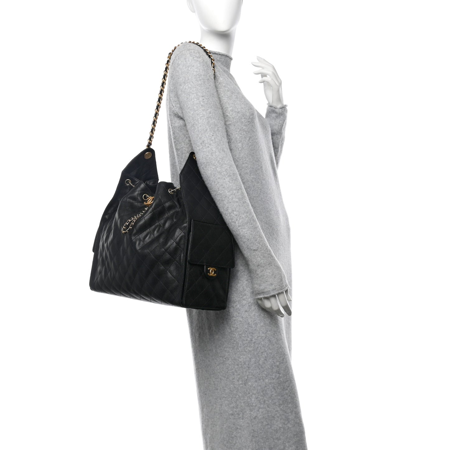 Caviar Quilted Large Chanel 25 Handbag Black