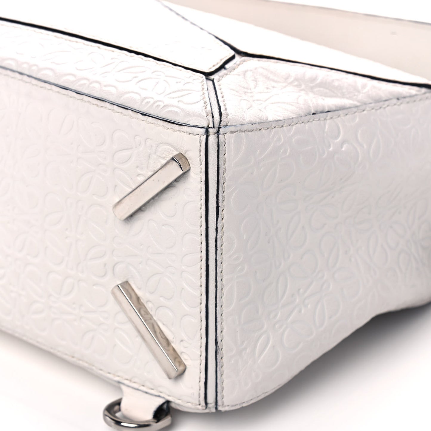 Calfskin Embossed Small Puzzle Bag White