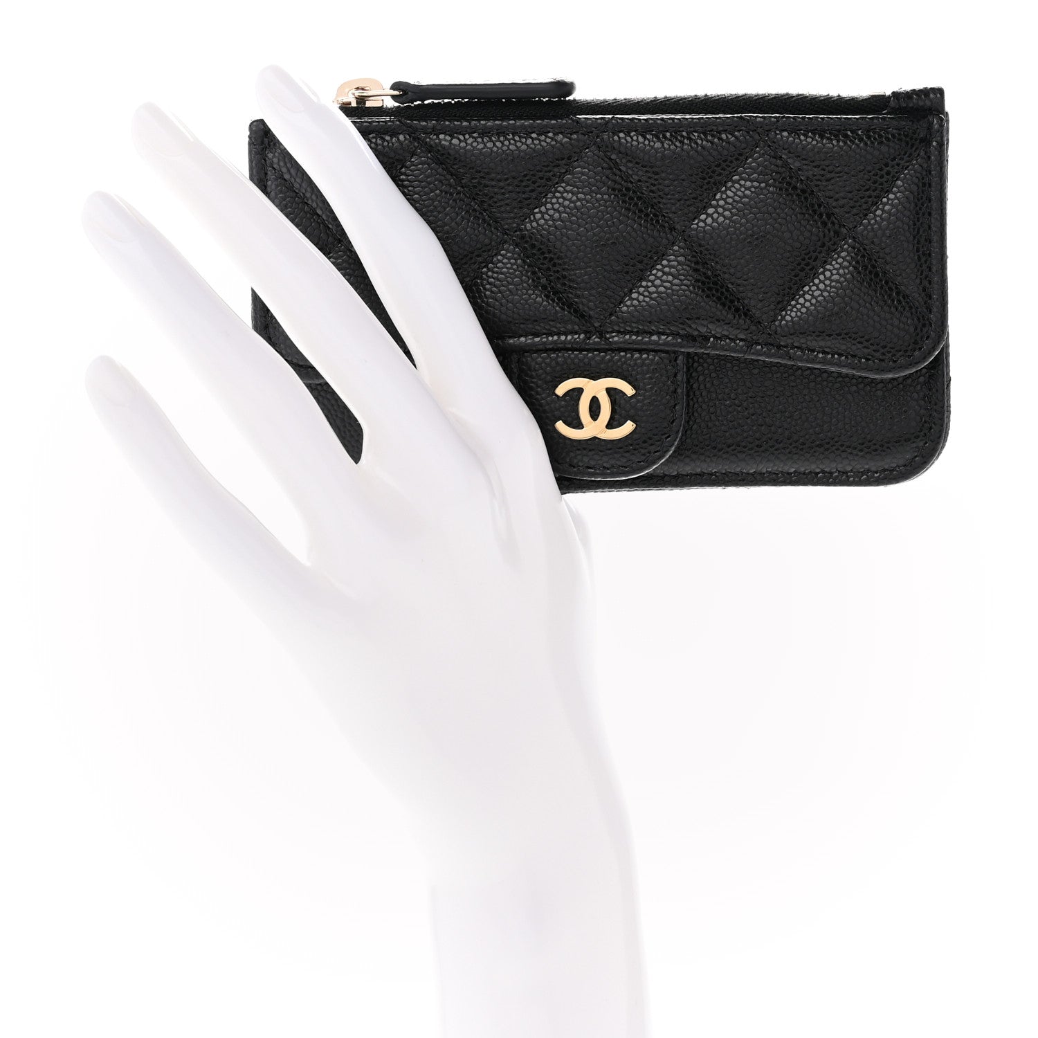 Chanel Caviar Quilted Flap Zip Card Holder Black 2 of 8