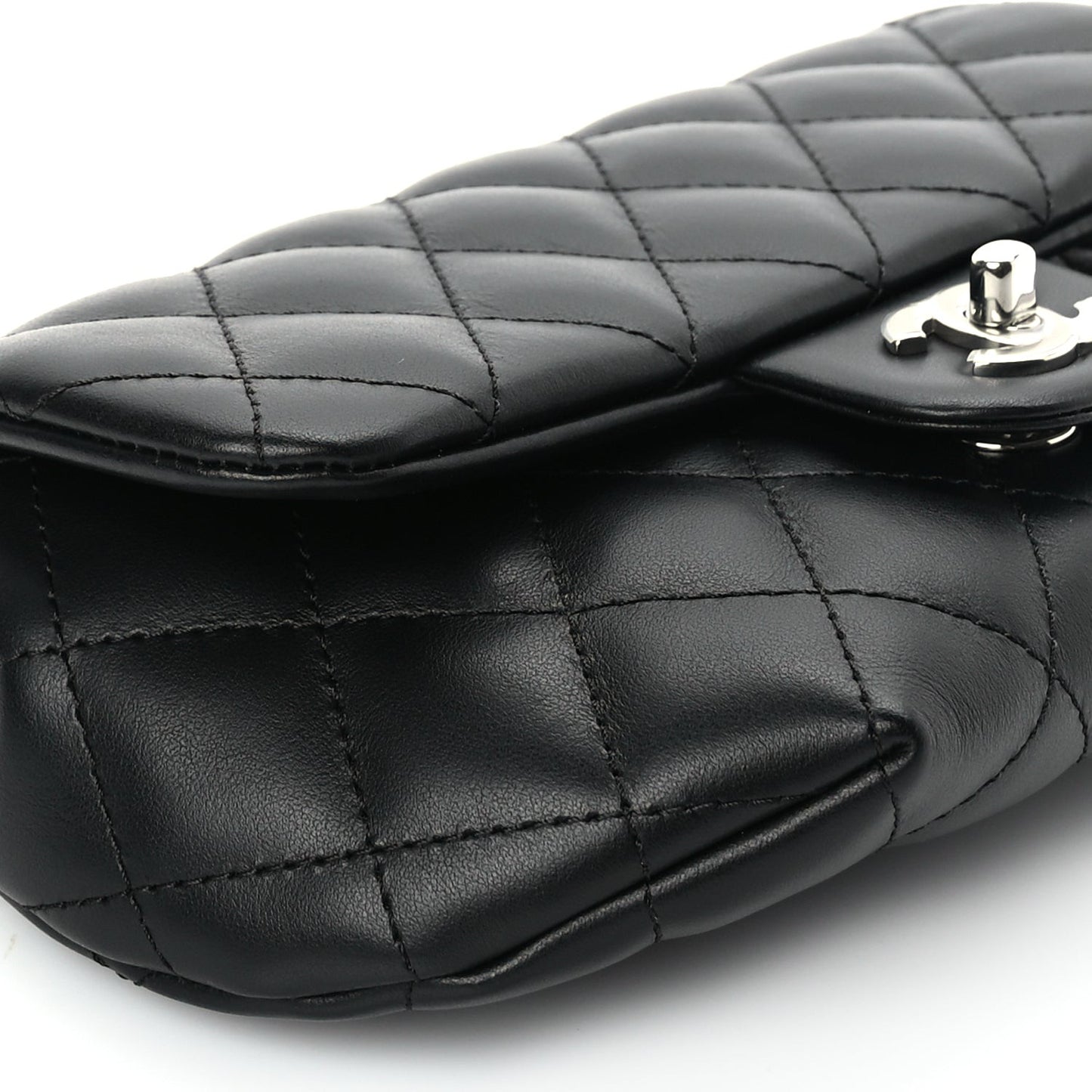 Calfskin Quilted CC Uniform Flap Belt Bag Black