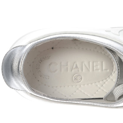 Chanel Iridescent Goatskin Sneakers 36 White Silver 7 of 10