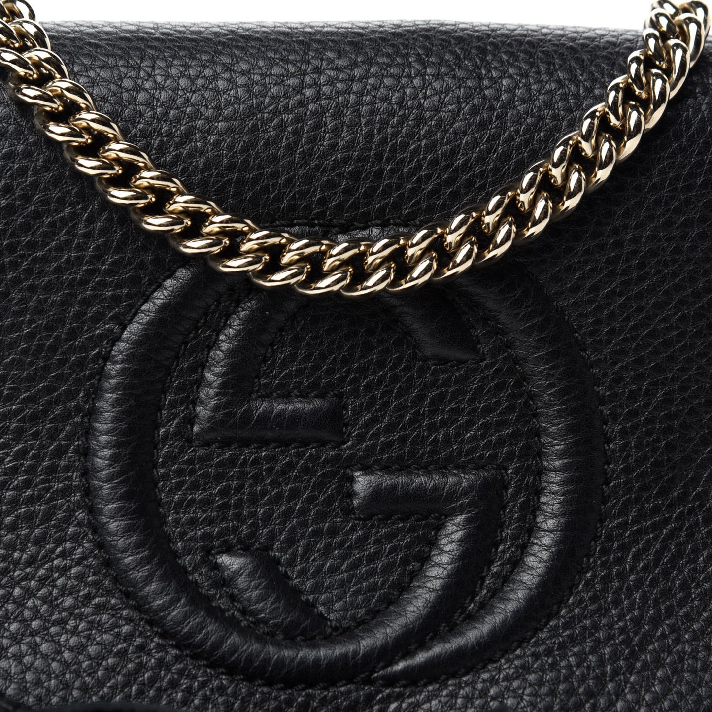 Pebbled Calfskin Small Soho Flap Crossbody Black