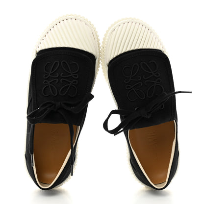 Loewe Jacquard Anagram Calfskin Flap Sneakers 35 Black 2 of 11