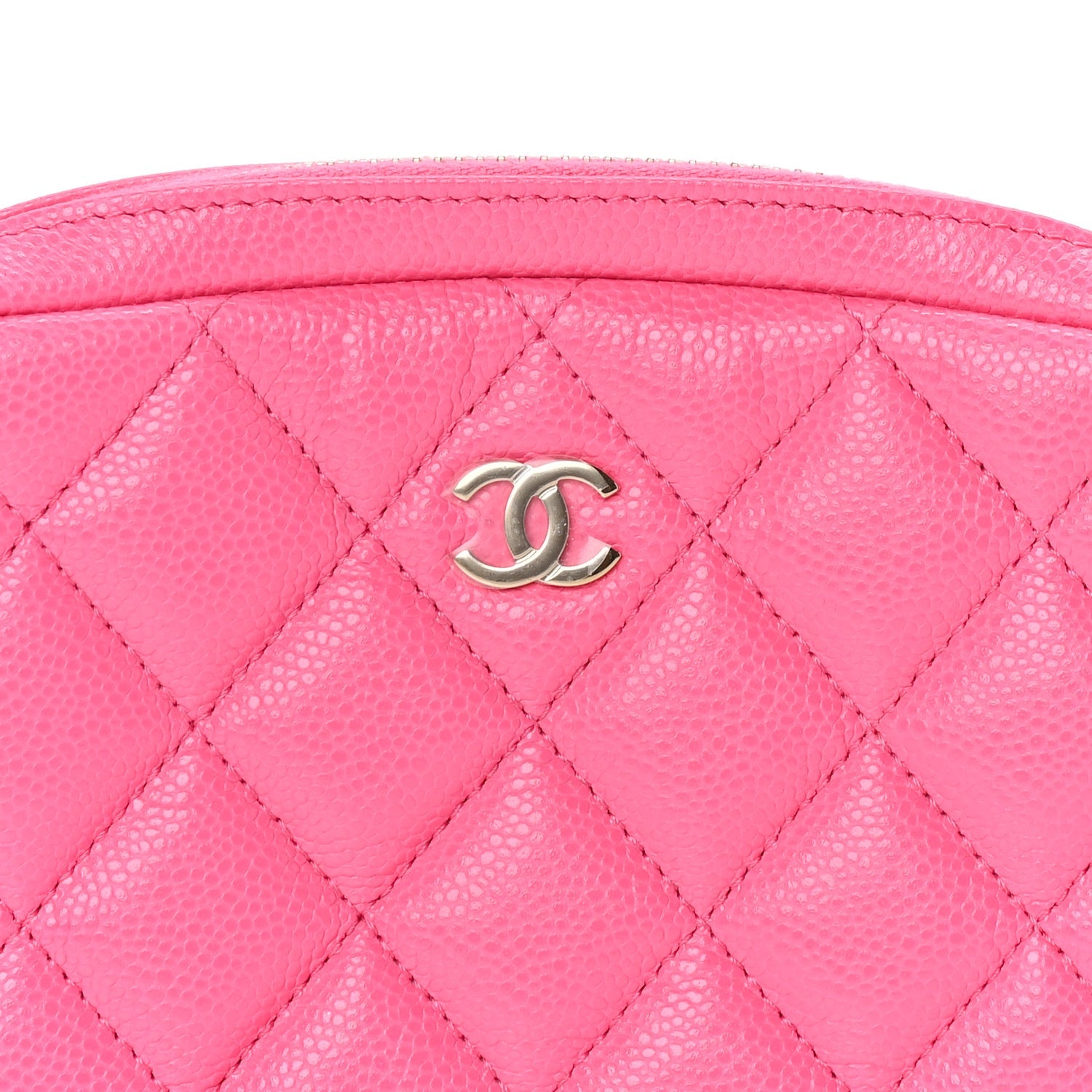Chanel Caviar Quilted Small Curvy Pouch Cosmetic Case Pink 2 of 8