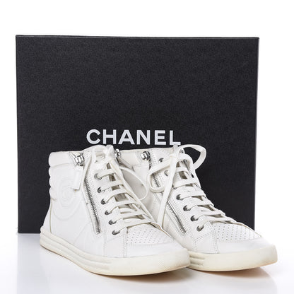 Chanel Calfskin High Top CC Sneakers 37 White 8 of 8