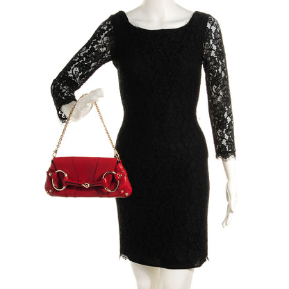 Gucci Calfskin Small Horsebit Chain Clutch Red 2 of 7