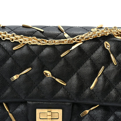 Chanel Calfskin Quilted Spoon Charms Brasserie 2.55 Reissue 225 Flap  Black 7 of 9