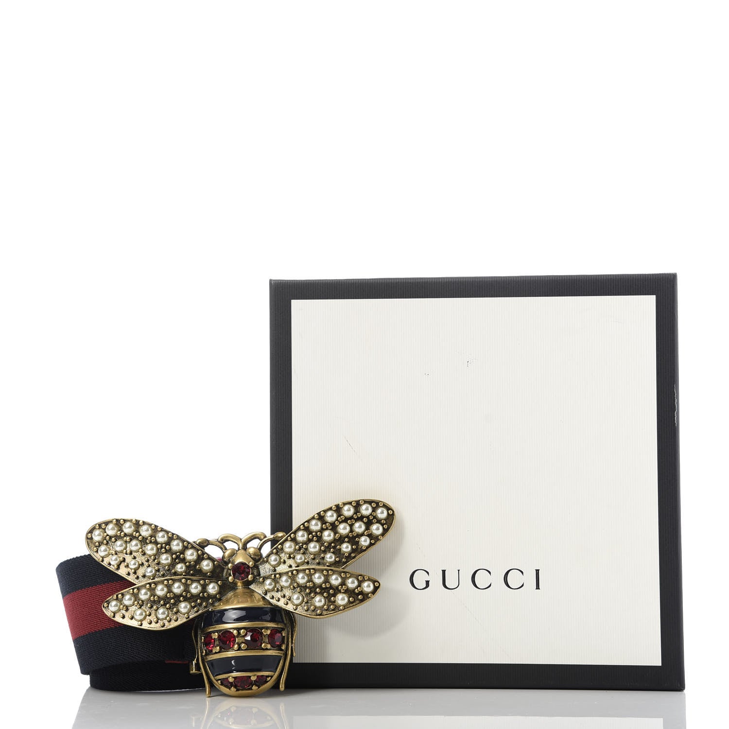 Gucci Web Queen Margaret Bee Belt 70 28 Red Navy 6 of 6