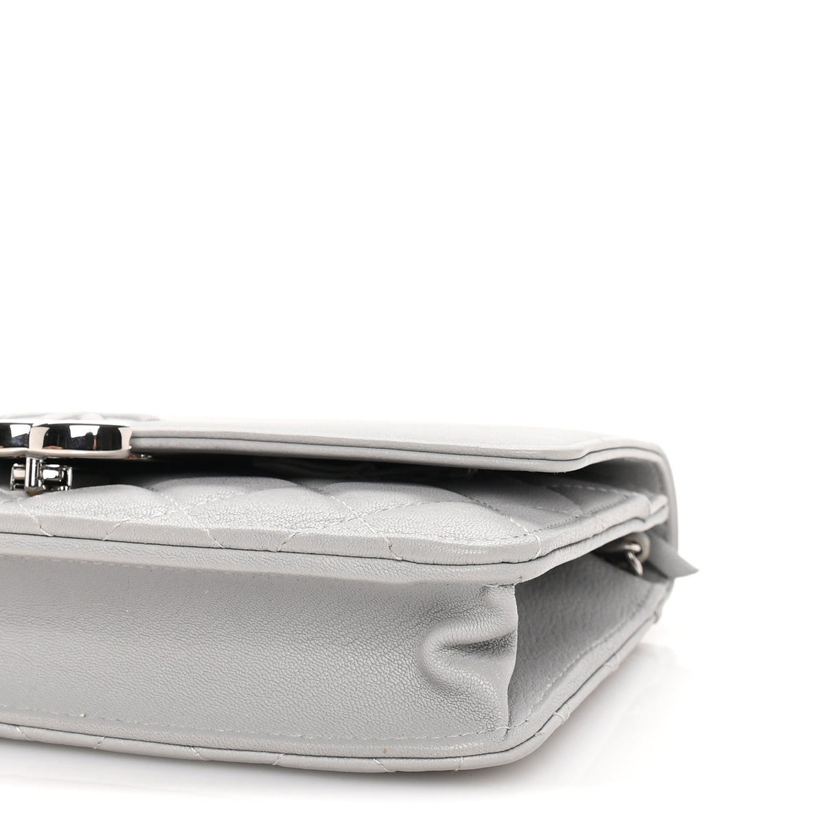 Chanel Grained Calfskin Quilted CC Box Wallet On Chain WOC Grey 9 of 9