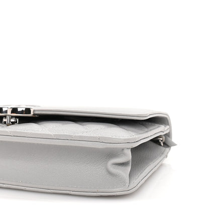 Chanel Grained Calfskin Quilted CC Box Wallet On Chain WOC Grey 9 of 9