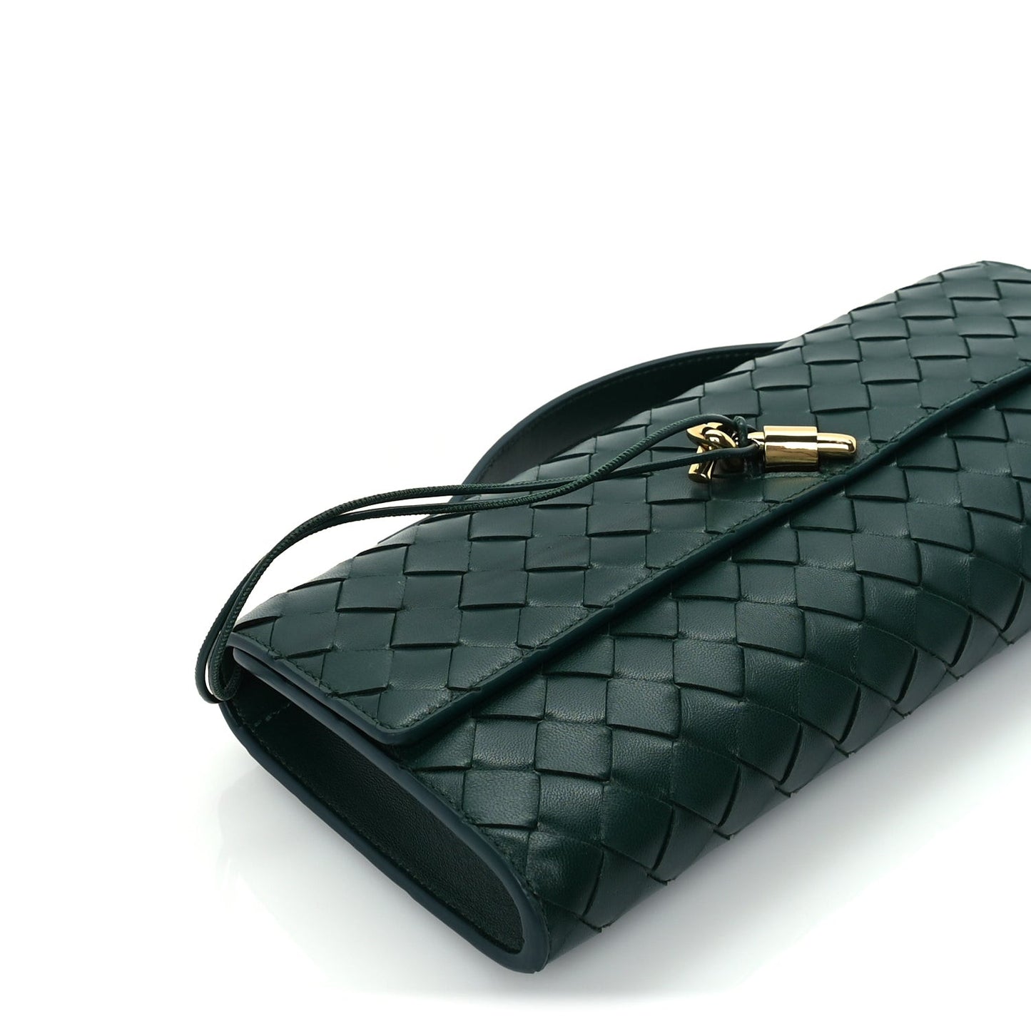 Nappa Intrecciato Long Andiamo Top Handle Clutch  Emerald Green