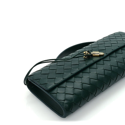 Bottega Veneta Nappa Intrecciato Long Andiamo Top Handle Clutch  Emerald Green 7 of 8