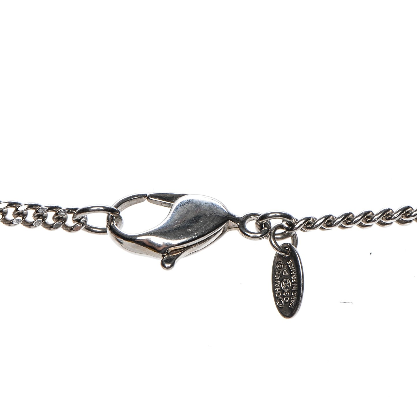 Baguette Crystal Glitter Large CC Necklace Silver