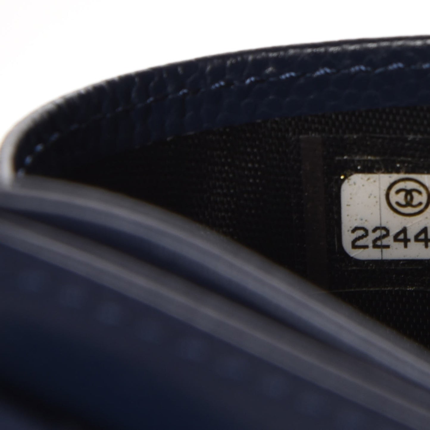 Caviar Chevron Card Holder Navy