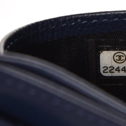 Chanel Caviar Chevron Card Holder Navy 9 of 10