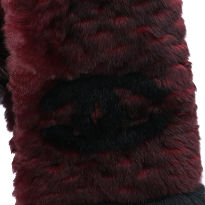 Chanel Red & Black Orylag Fur CC Scarf 2 of 4
