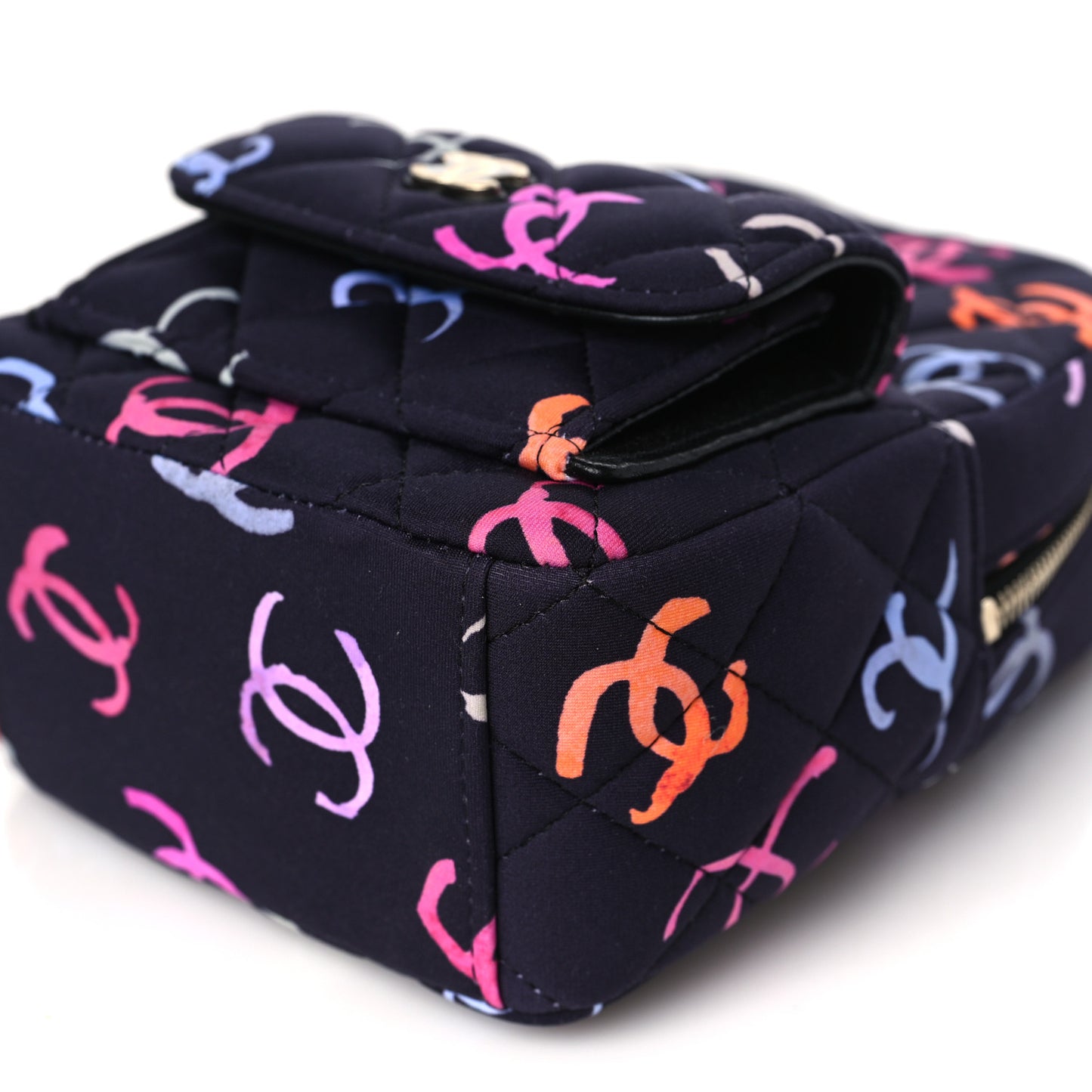 Printed Fabric Quilted CC Mini Classic Backpack Black Multicolor