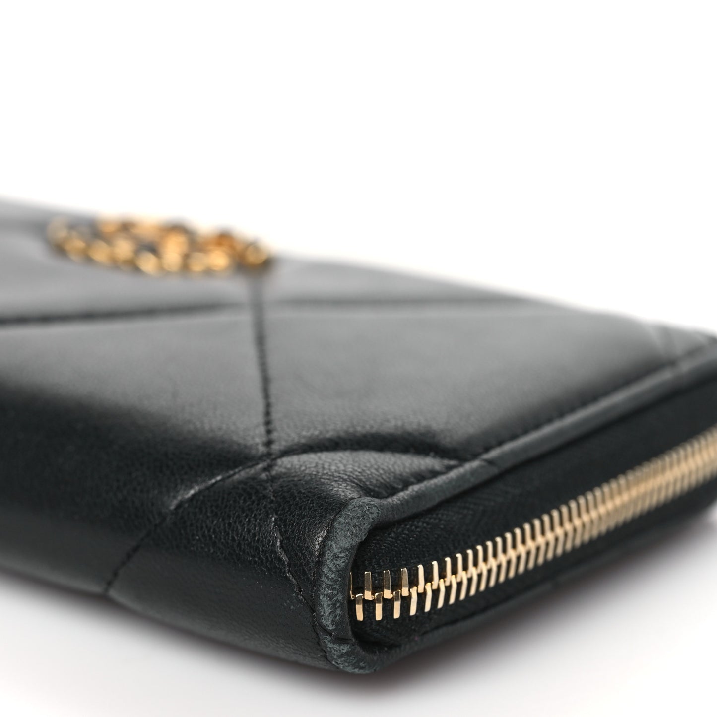 Lambskin Quilted 19 Long Zipped Around Wallet Black