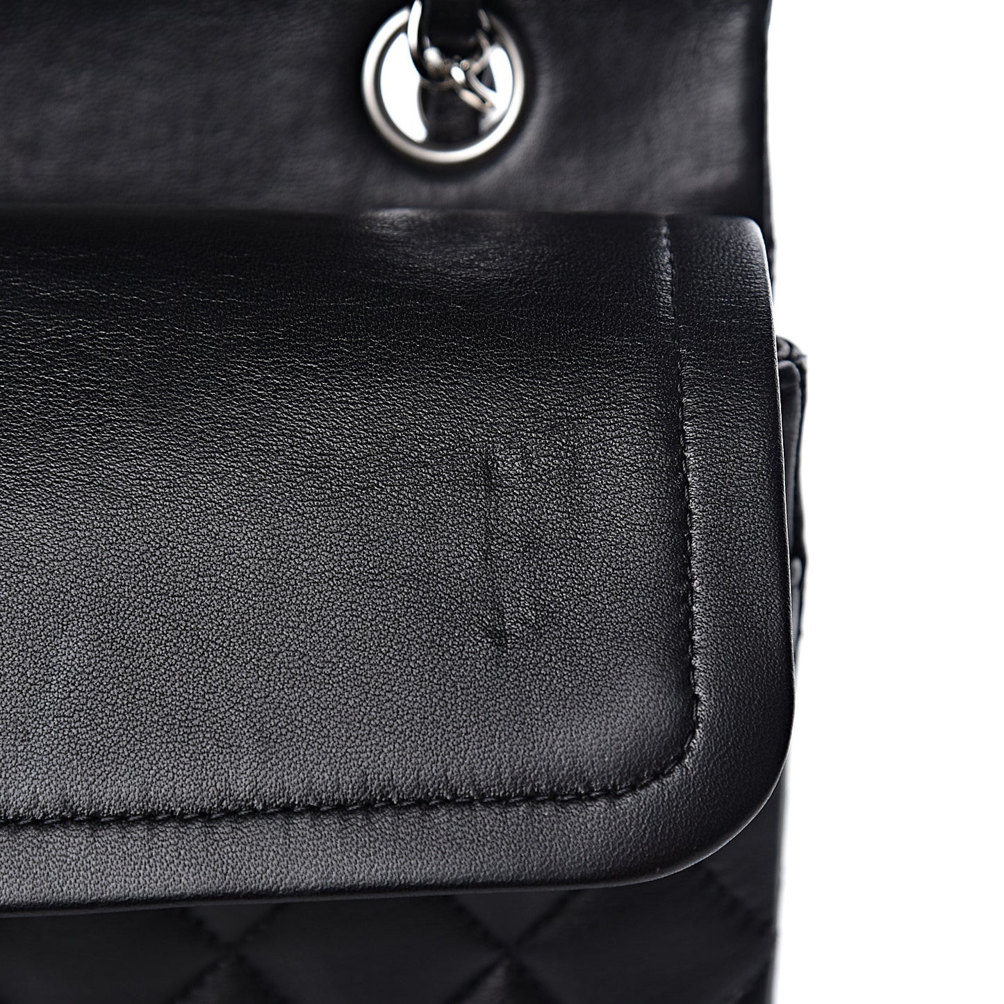 Lambskin Quilted Medium Double Flap Black