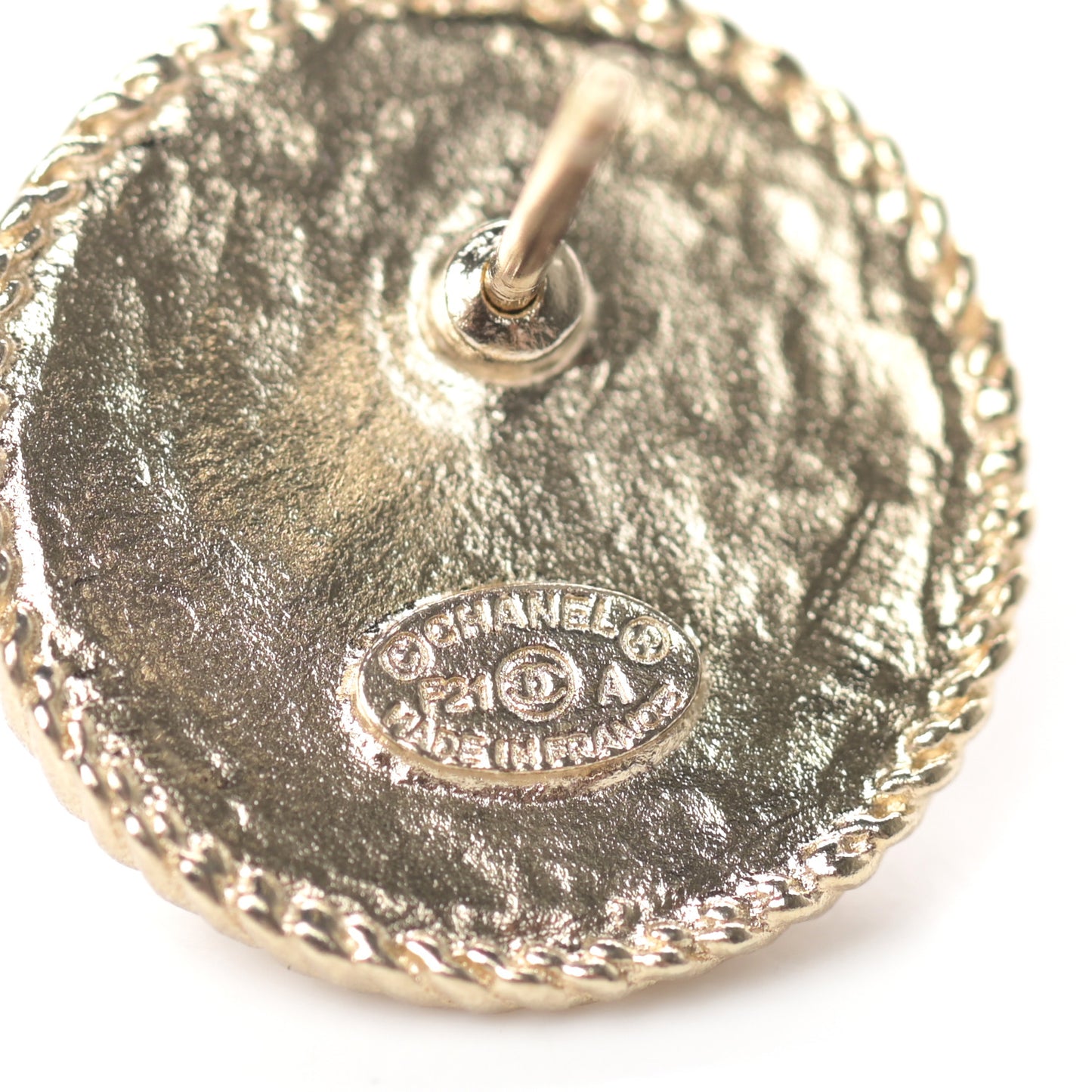 Crystal CC Round Earrings Gold