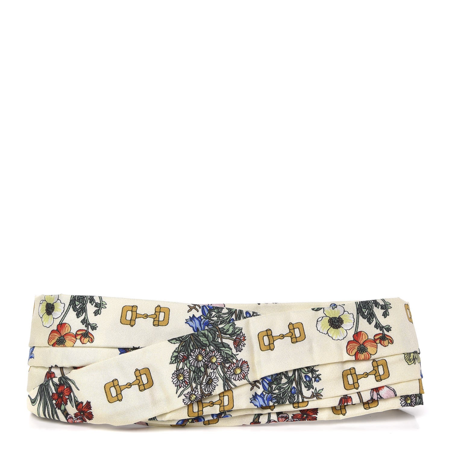 Gucci Silk Floral Stirrup Print Headband M Natural 1 of 5