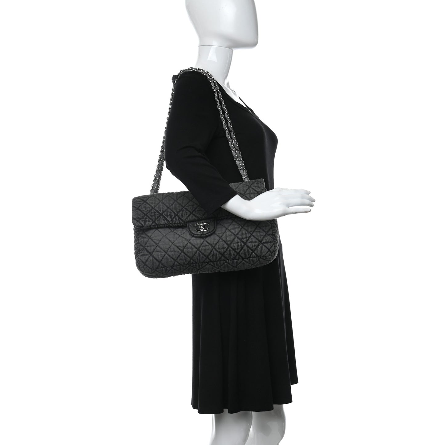 Denim Quilted Denimpression Flap Grey Black