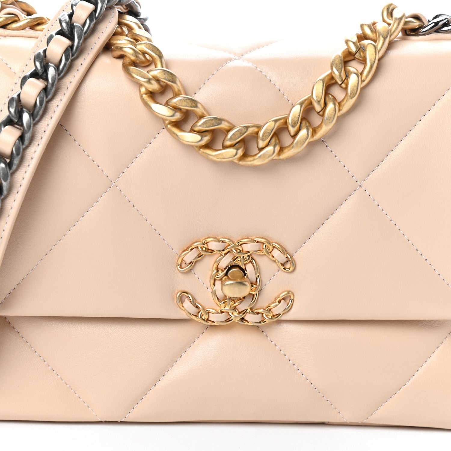 Chanel Lambskin Quilted Medium Chanel 19 Flap Beige 8 of 10