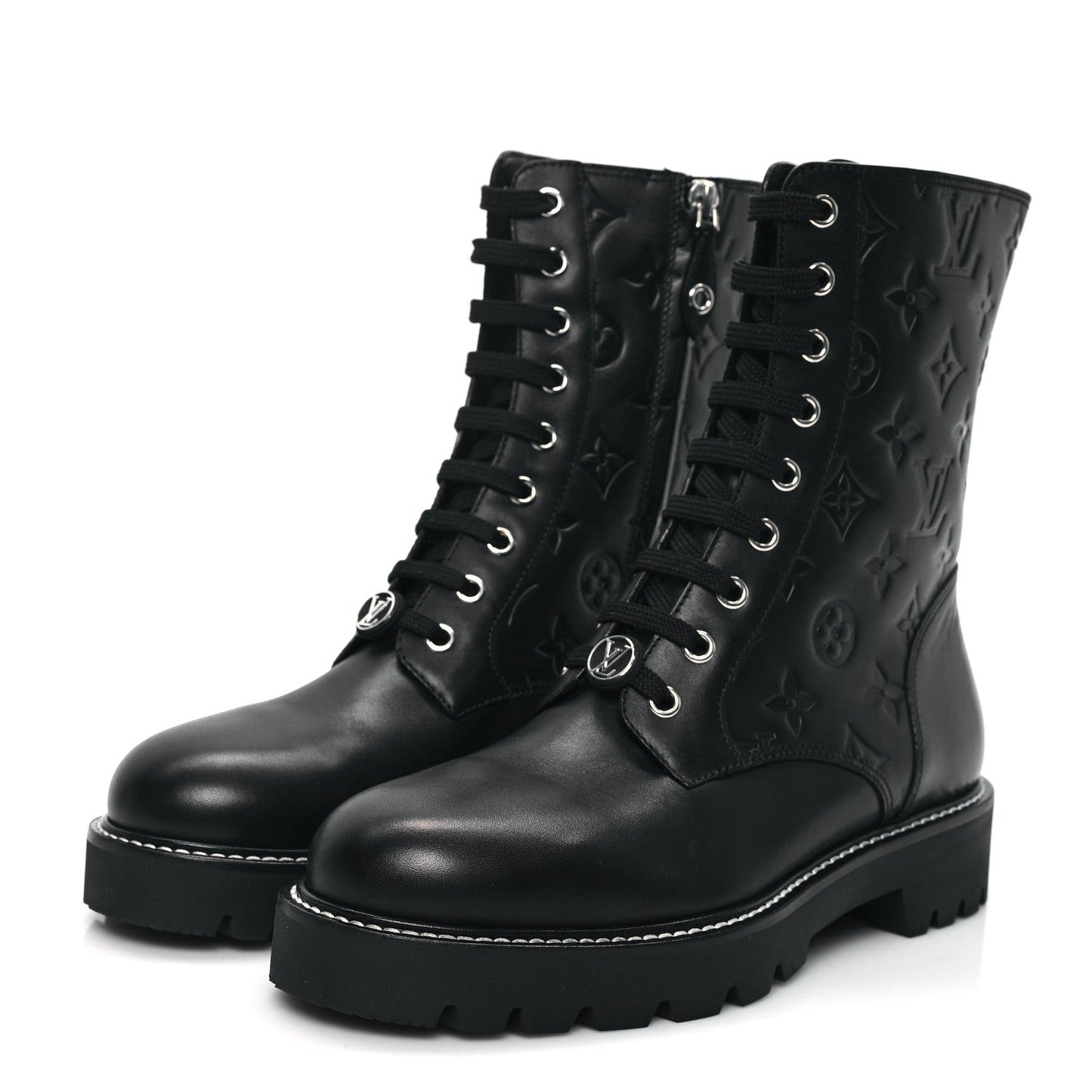 Calfskin Monogram Territory Flat Ranger Boots Black