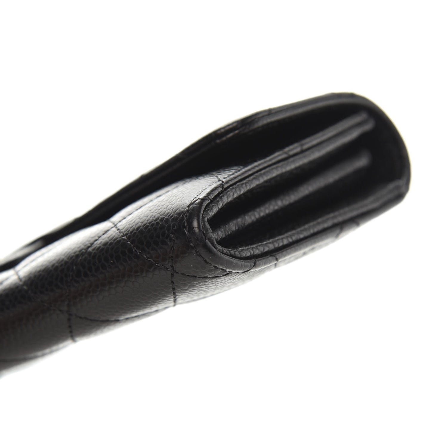 Caviar Quilted Large Gusset Flap Wallet Black